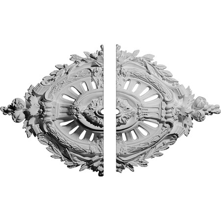 Ekena Millwork Antonio Ceiling Medallion, Two Piece (Fits Canopies up to 1"), 35 7/8"W x 22 1/2"H x 1"ID x 4 3/8"P CM35X22AN2-01000